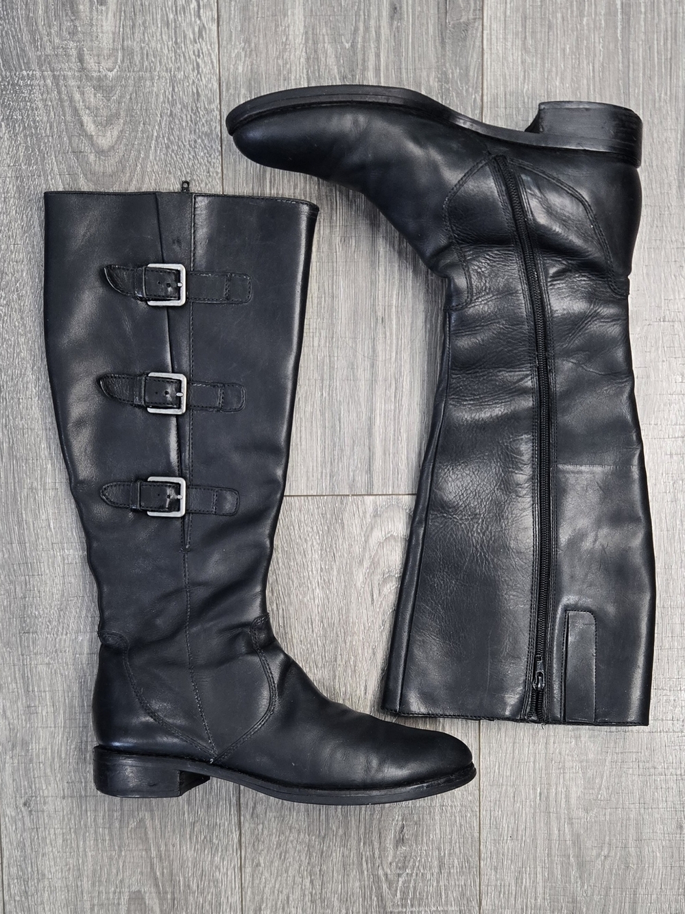 ECCO Hobart Women’s EU 41 US 10-10.5 Black Leather Knee High Riding Boots Triple